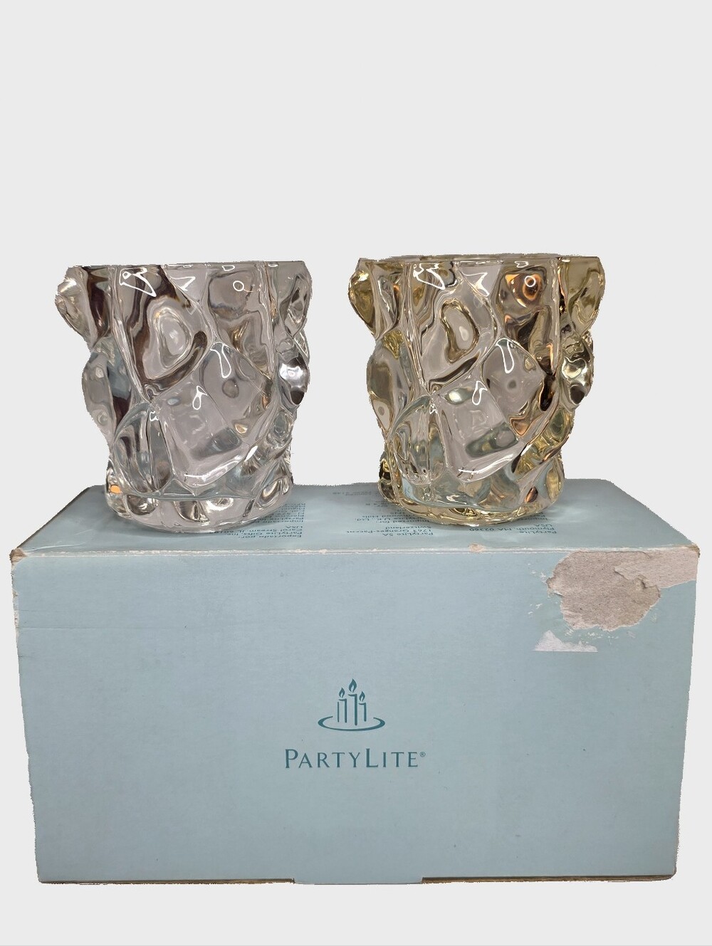 Partylite Glacier Lights Votive Candle Holder Set Of 2 Retired Home Decor Accent